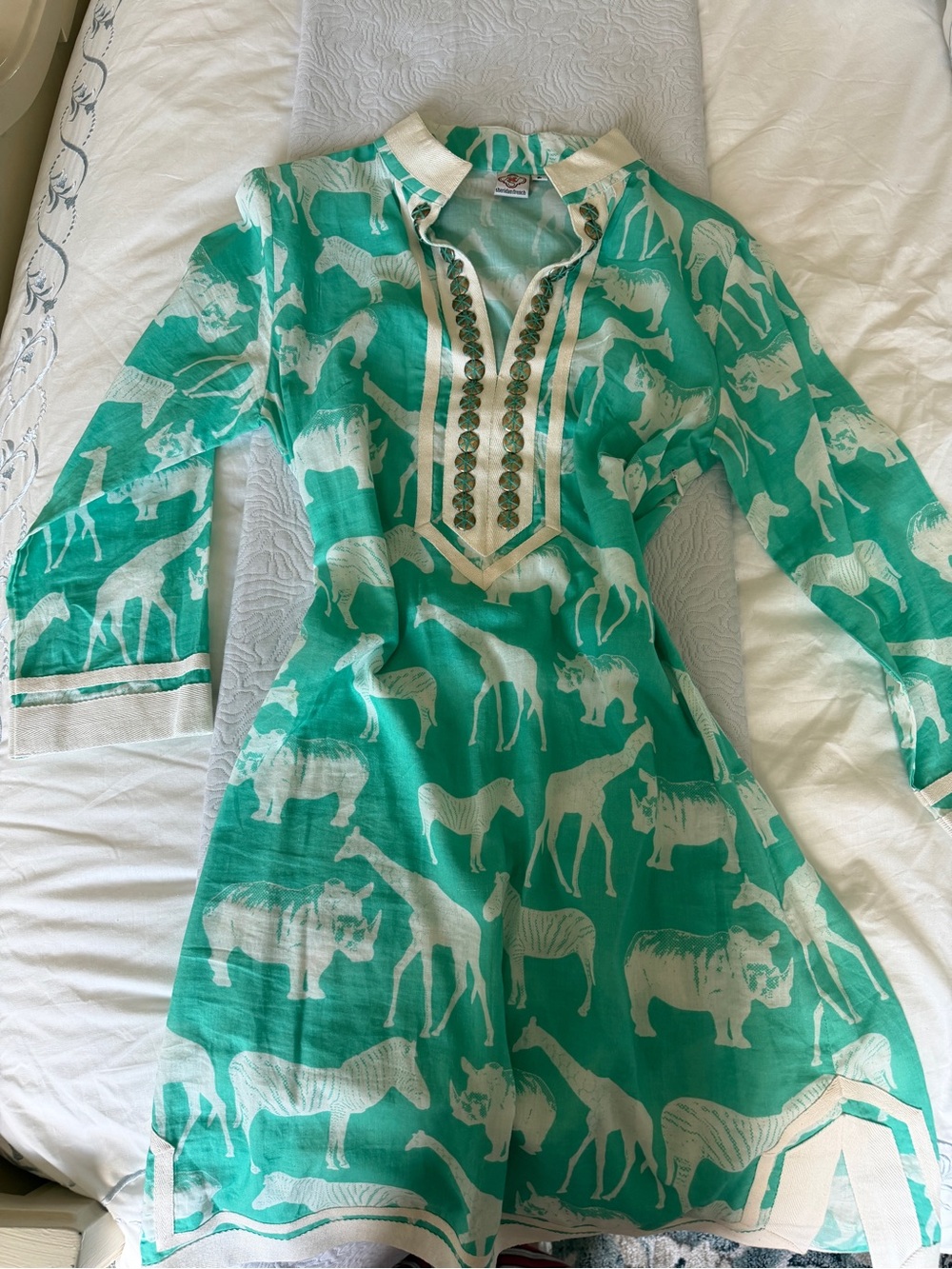 Sheridan French Women’s Teal Animal-Print Tunic Dress